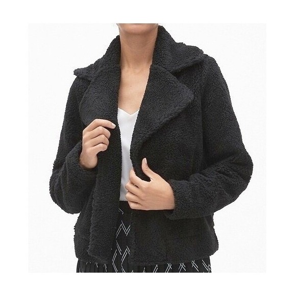 Banana Republic Jackets & Blazers - Banana Republic Black Sherpa Teddy Jacket Faux Fur Open Front Coat Womens Large
